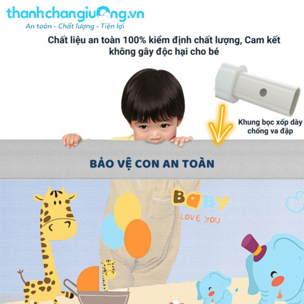 Thanh chắn giường cho bé Pakey NV2 màu hồng 13 Thanh chắn giường Pakey được làm từ các loại chất liệu an toàn cho trẻ nhỏ